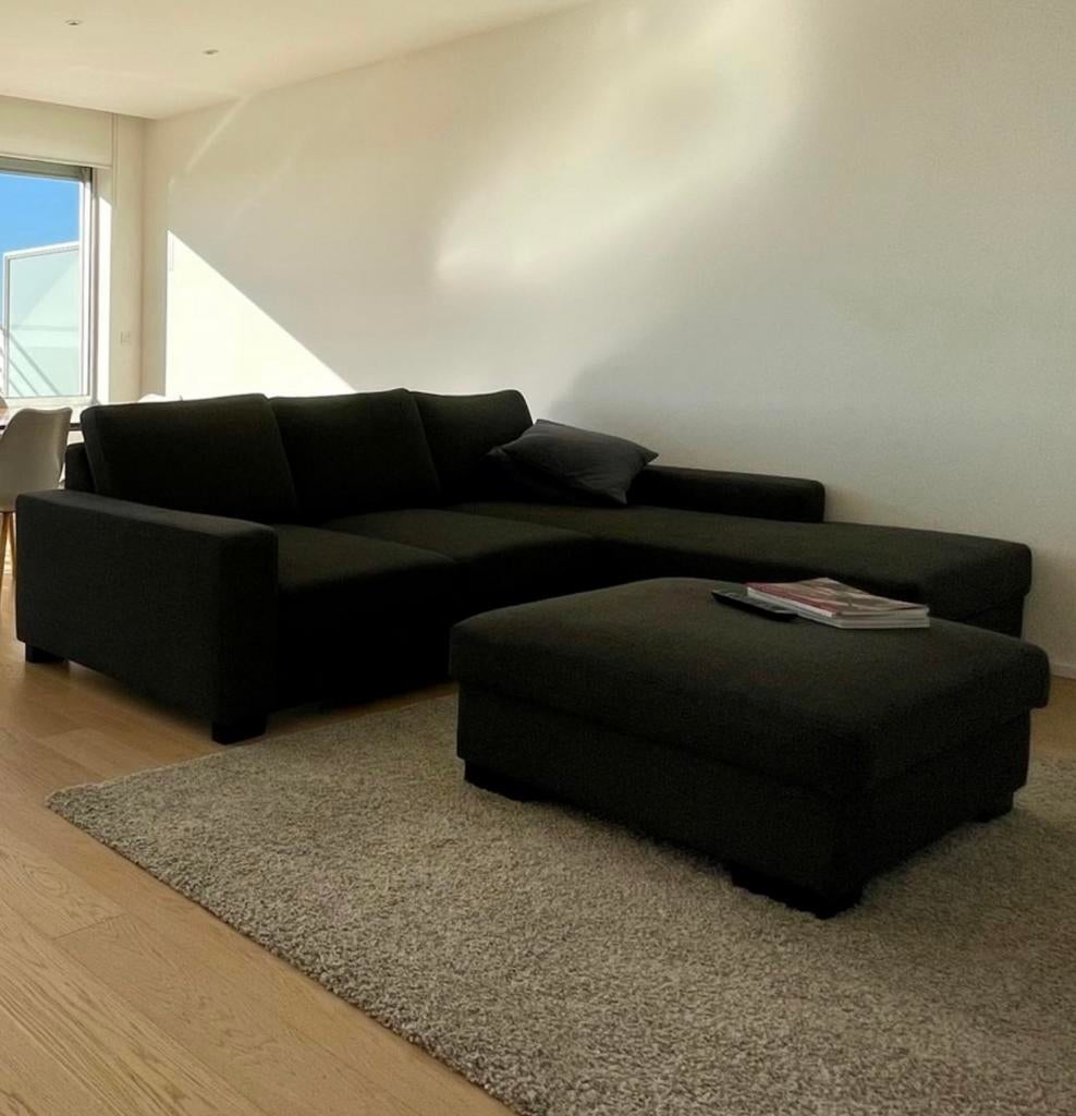 Canapé IKEA en L avec pouf (pouf/repose pieds), Maison & Meubles, Canapés | Repose-pieds & Poufs, Enlèvement, 100 à 125 cm, Autres formes