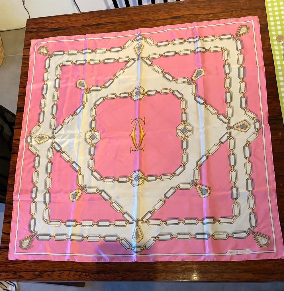 Zijden sjaal ´must’ de Cartier, Ophalen of Verzenden, Sjaal