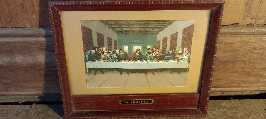 Chromolithographie Vintage reproduction "La Cène" 19x16,n453, Antiquités & Art, Enlèvement ou Envoi