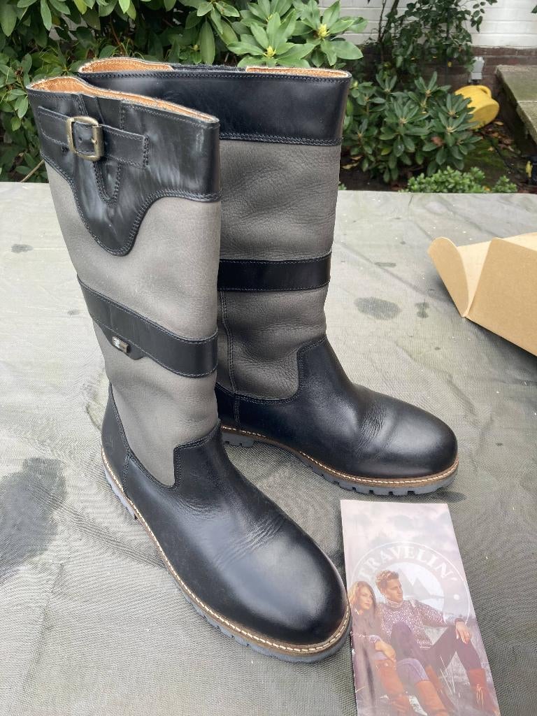 Travelin laarzen botten hoog leder grijs zwart maat 43 NIEUW, Kleding | Heren, Ophalen, Nieuw, Zwart