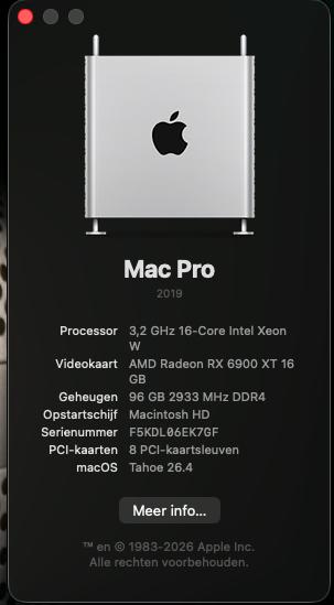 mac pro 2019, Computers en Software, Apple Desktops, Ophalen, 64 GB of meer, Gebruikt, SSD
