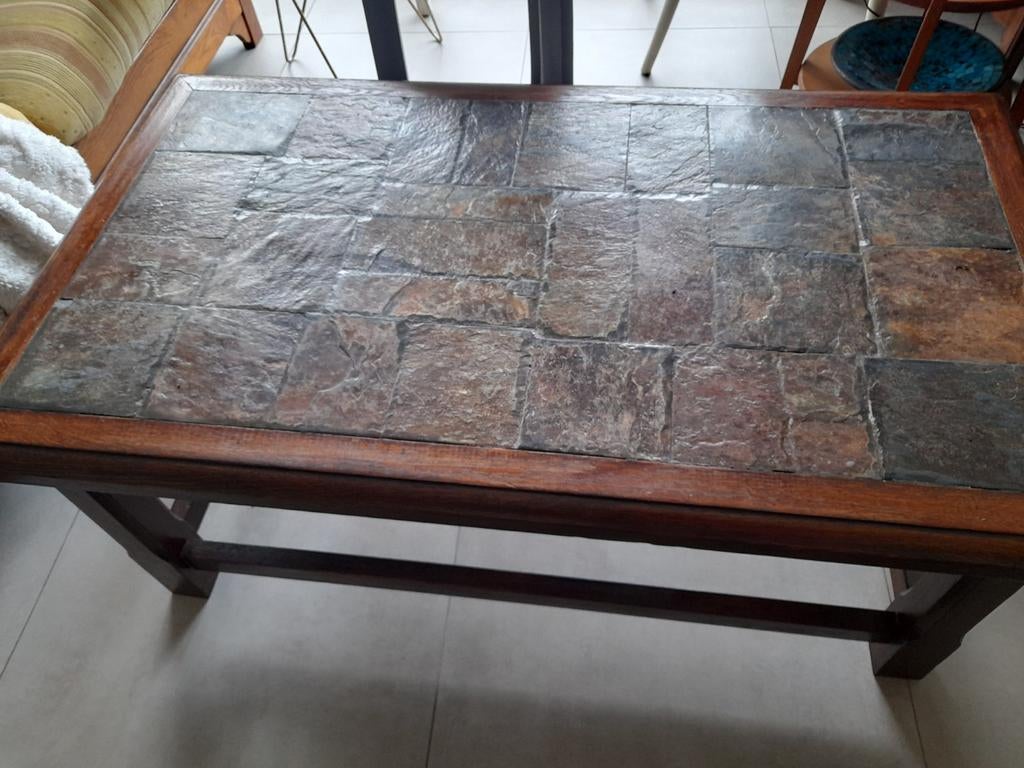 Table ancienne artisanale  revêtement pierre, Maison & Meubles, Enlèvement, Utilisé