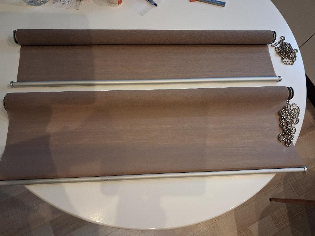 2 rolgordijnen, Ophalen, Gebruikt, 50 tot 100 cm, 200 cm of meer