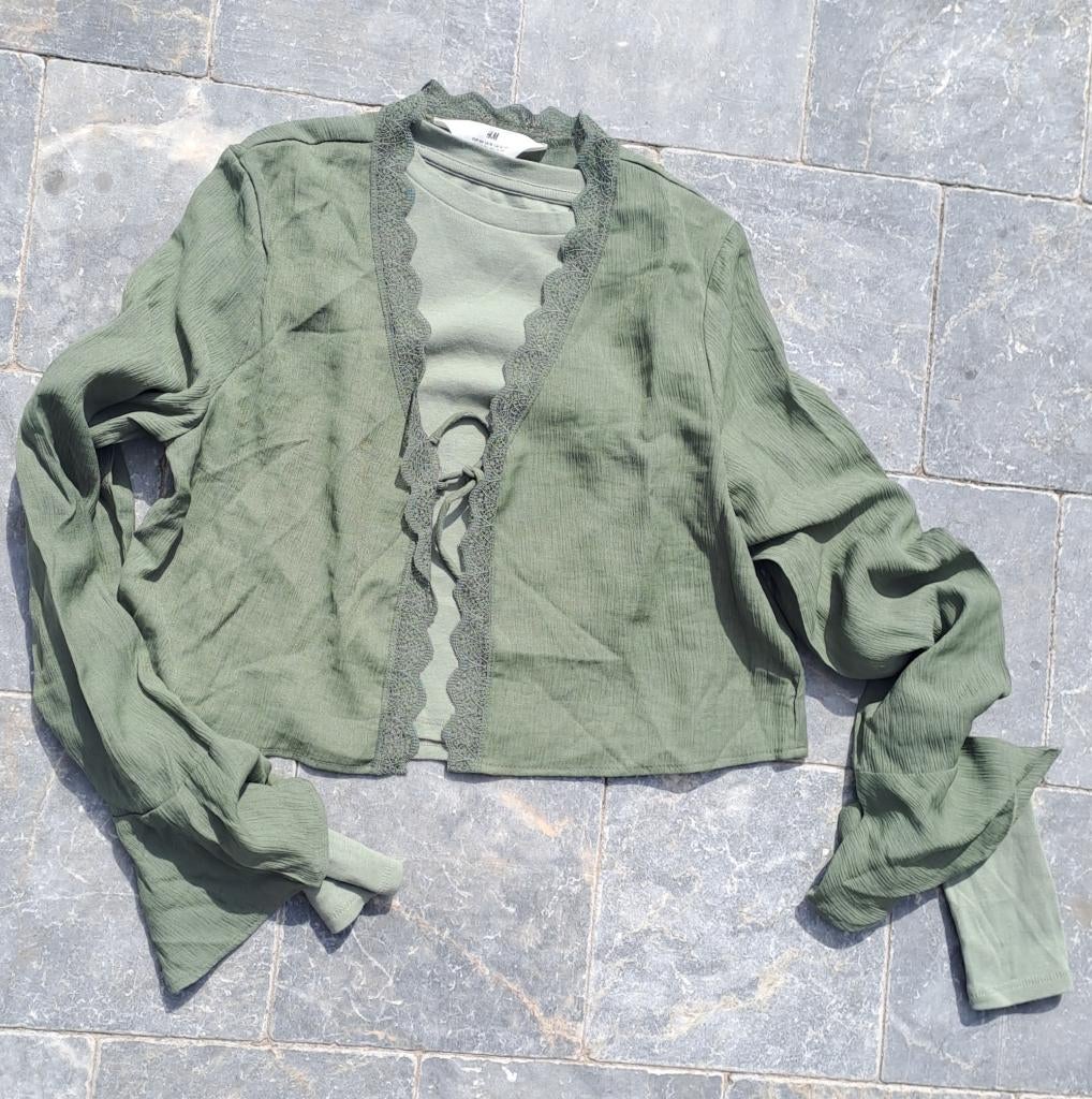 H&M - truitje + Longsleeve maat 164 / 170, Meisje, H&M, Ophalen of Verzenden, Zo goed als nieuw