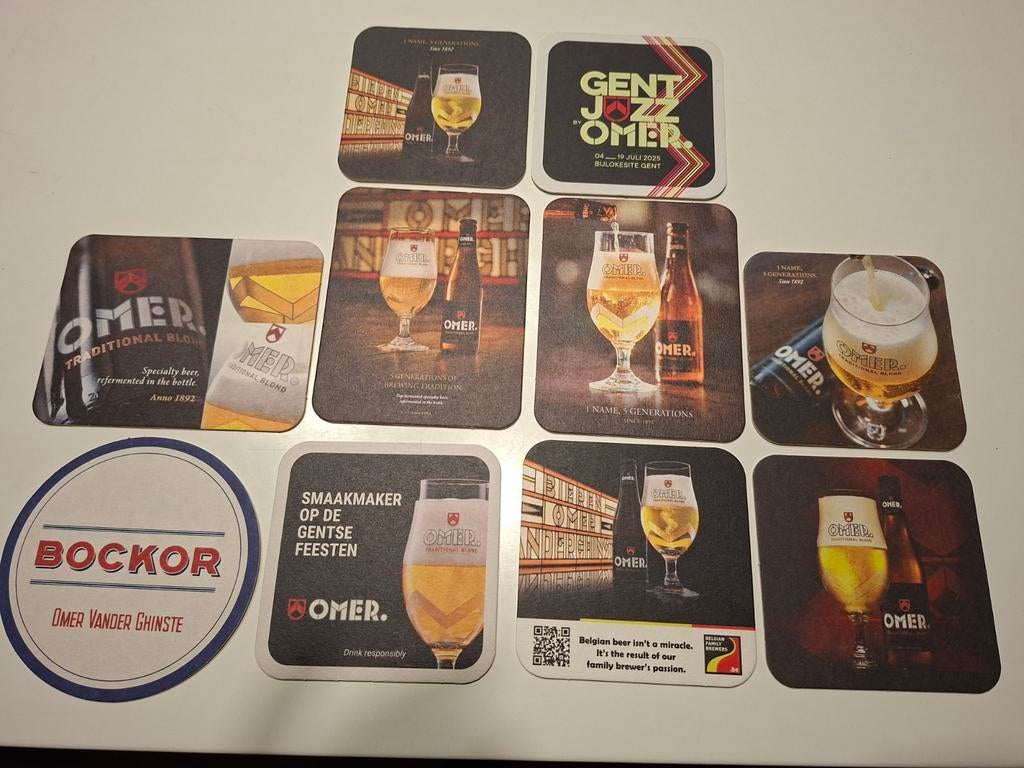 10 sous-verres à bière Omer différents | Soirées à Gand | Ga, Collections, Enlèvement ou Envoi