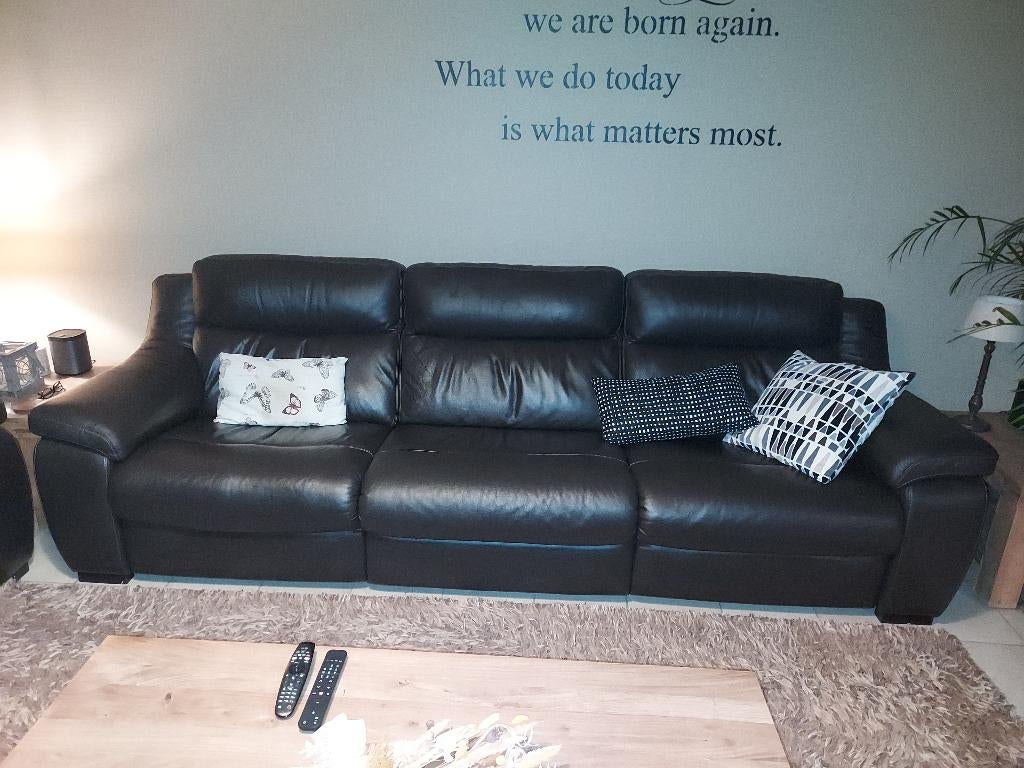 Lederen salon, Huis en Inrichting, Ophalen, Zo goed als nieuw, Leer