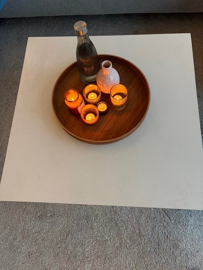 Salontafel chroom en keramiek blad, Huis en Inrichting, Ophalen, Zo goed als nieuw