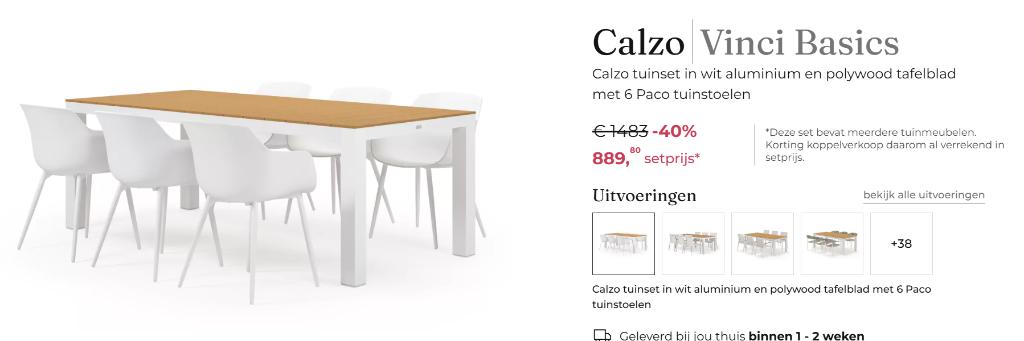 tuinset 6 personen exterioo vinci, Tuin en Terras, Tuinsets en Loungesets, Ophalen, Zo goed als nieuw, 6 zitplaatsen, Tuinset