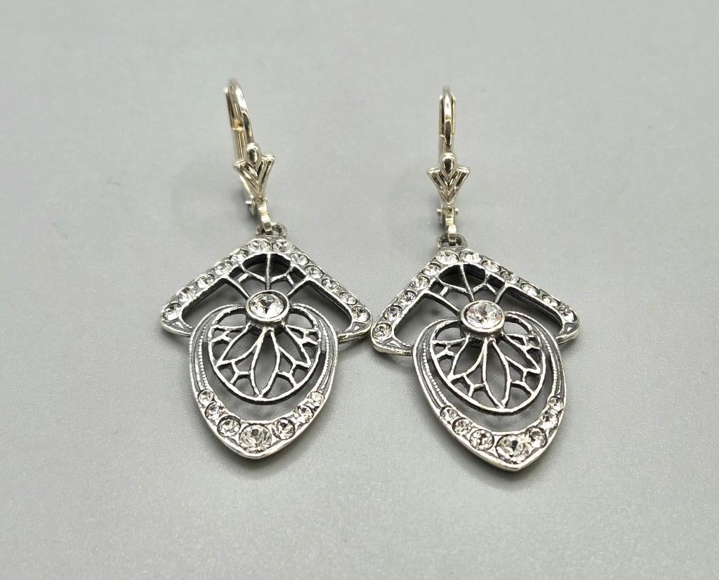 Zilveren Art Deco oorbellen Swarovski Kristallen. 2026/191., Hangers, Met edelsteen, Nieuw, Ophalen of Verzenden