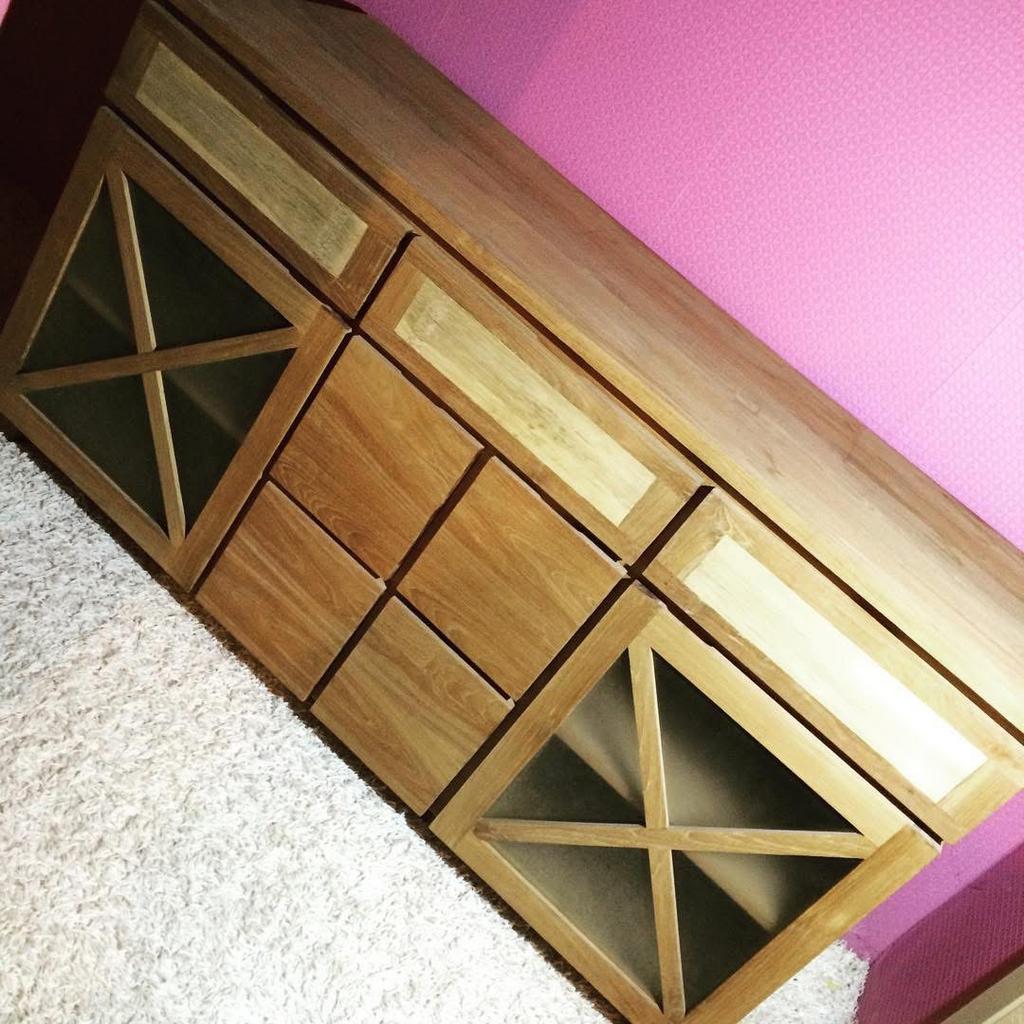 Buffet Teck massif + bambou, Huis en Inrichting, Kasten | Dressoirs, Zo goed als nieuw, Teakhout, Ophalen