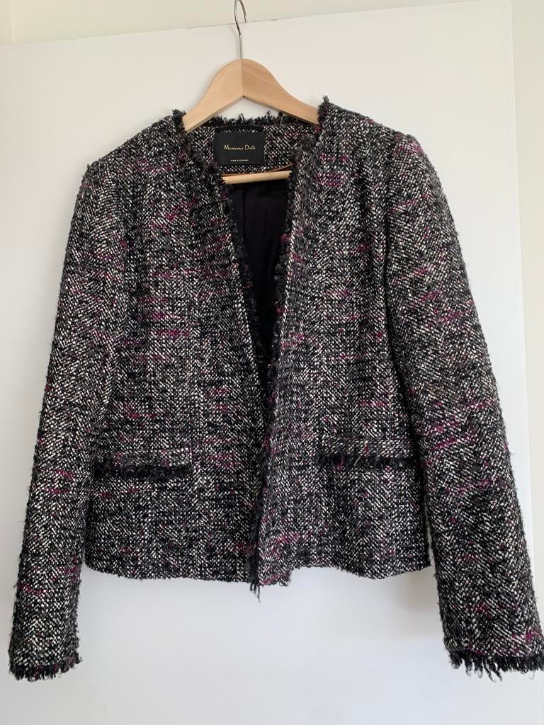 Veste tweed Massimo Dutti noir/gris – style Chanel – T.40, Vêtements | Femmes, Enlèvement ou Envoi, Comme neuf, Taille 38/40 (M)