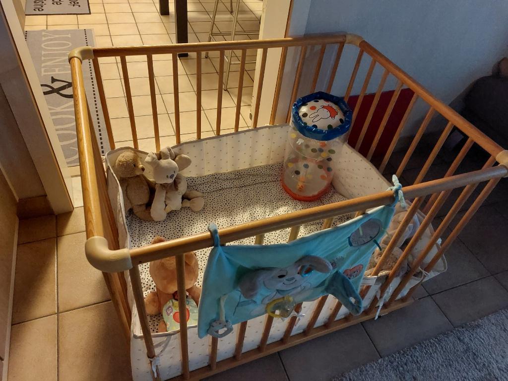 baby park, lichte houtkleur, 1mx80cm, Enlèvement, Utilisé, Rectangulaire, Tapis de parc