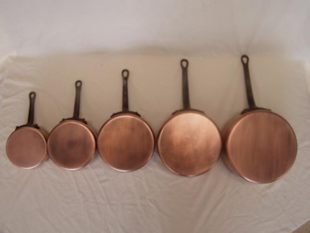 5 poelons en cuivre rouge, Enlèvement