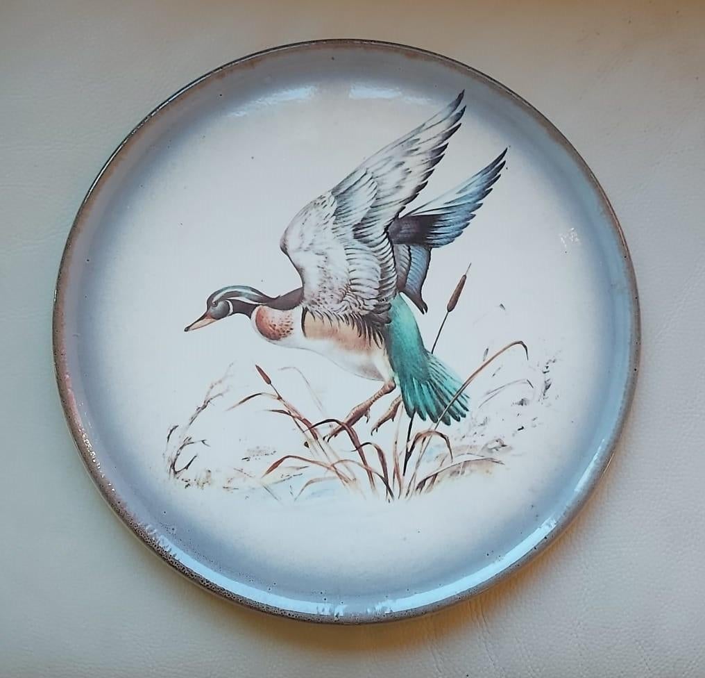 groot sierbord - jachttafereel - afbeelding van wilde eend, Ophalen