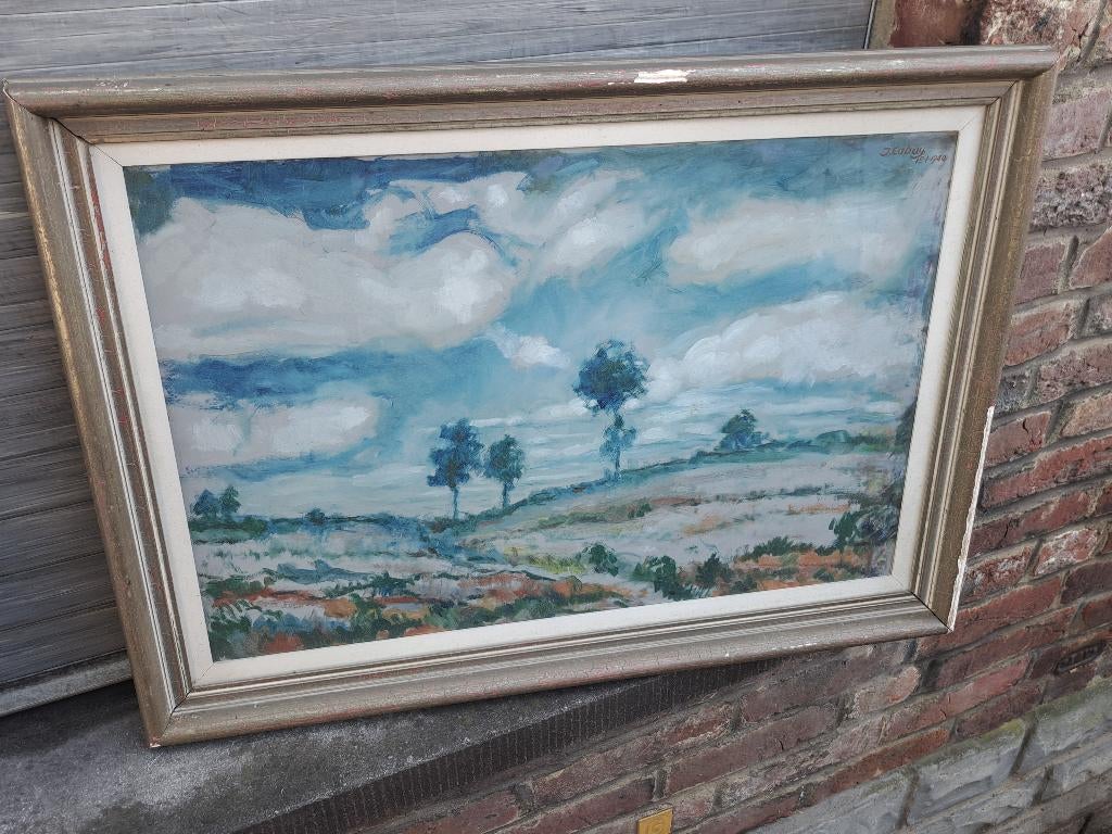 huile sur panneau paysage signe Jean Baptist CABUY, Antiek en Kunst, Ophalen of Verzenden
