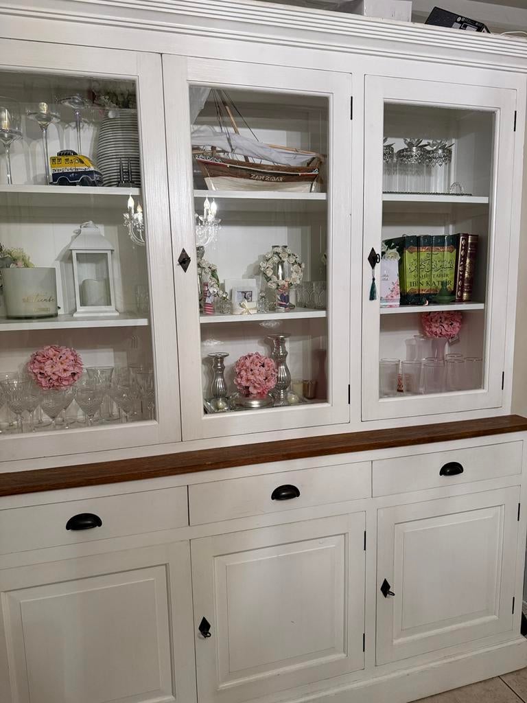 Vitrine Vintage, Avec tiroir(s), 150 à 200 cm, Vitrine style rustique, Enlèvement