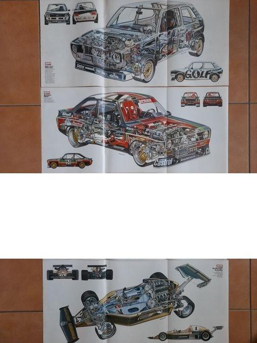 Poster Golf1 Rallye, Escort 2 DRM, BMW F2, Lancia Montecarlo, Verzenden, Gebruikt