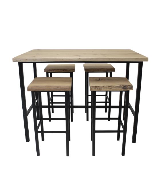 eikenbartafel incl 4 barkukken, Maison & Meubles, Dénudé, Neuf, Y compris les chaises de bar, Enlèvement ou Envoi