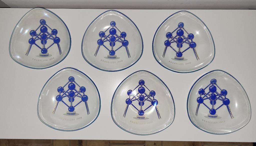 6 prachtige kleine glazen bekers Atomium expo Bruxelles 19, Antiek en Kunst, Kunst | Designobjecten, Ophalen of Verzenden