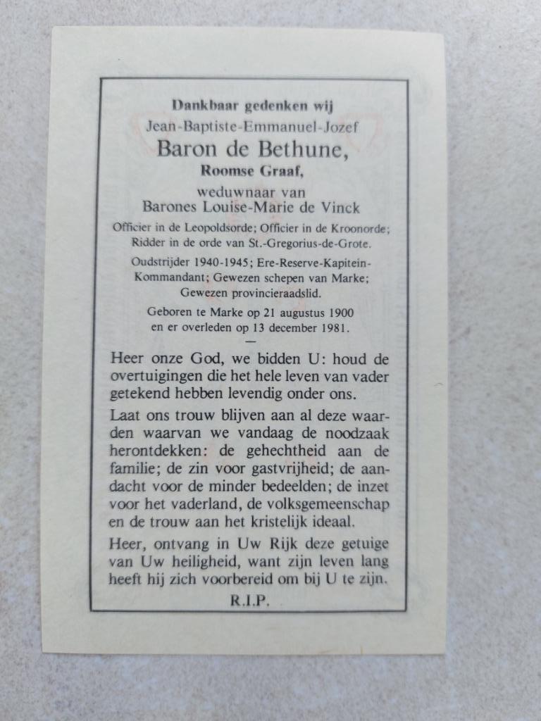 doodsprentje adel, Collections, Images pieuses & Faire-part, Envoi