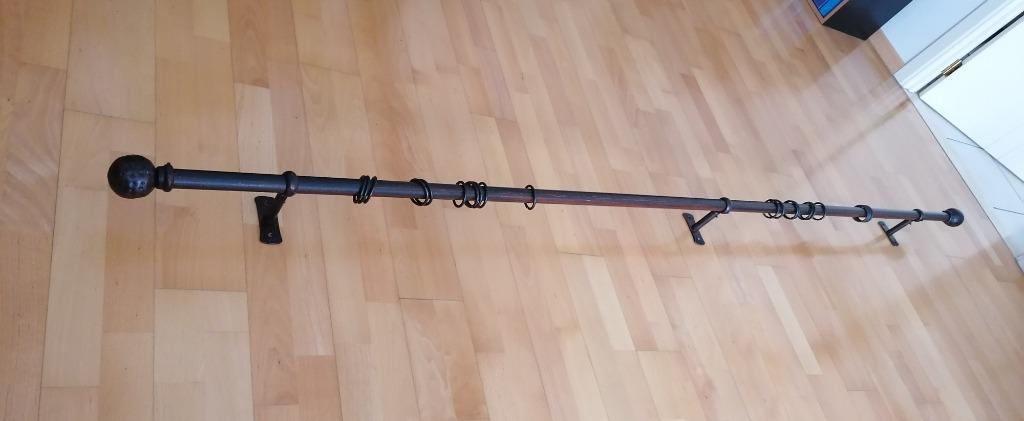 Tringle à rideaux /tentures, en acier lourd look bronze 2,30, Maison & Meubles, Ancien, Comme neuf, Brun, Enlèvement