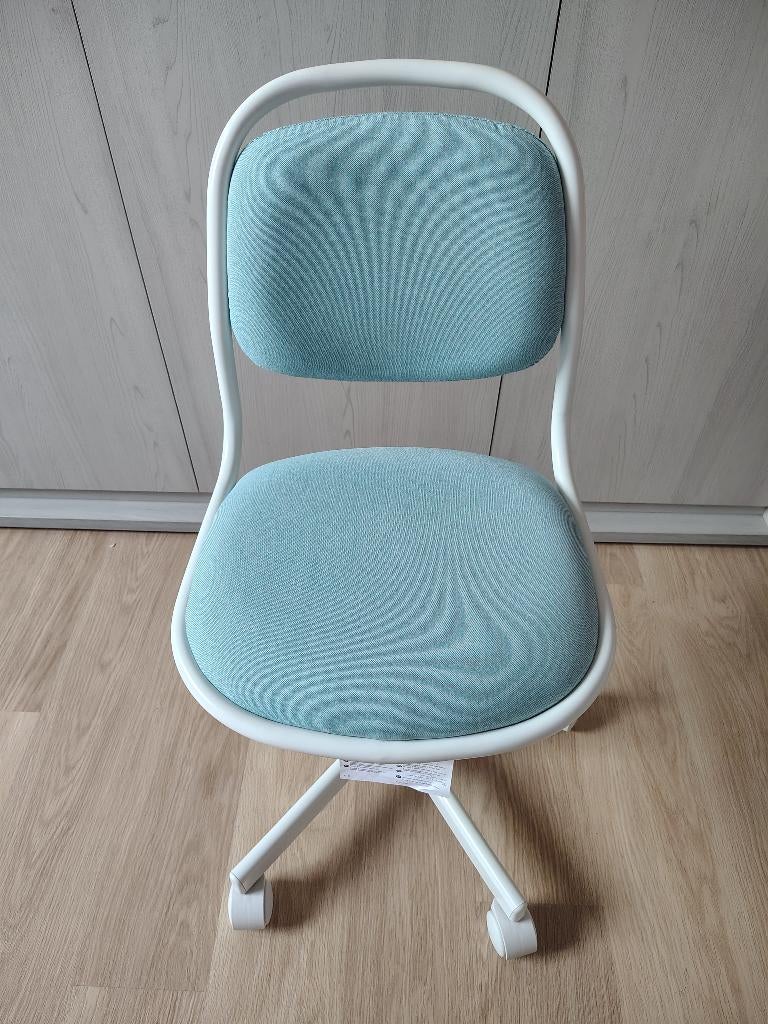 ÖRFJÄLL Kinderbureaustoel, wit/Vissle blauw/groen, Huis en Inrichting, Bureaustoelen, Zo goed als nieuw, Wit, Ophalen