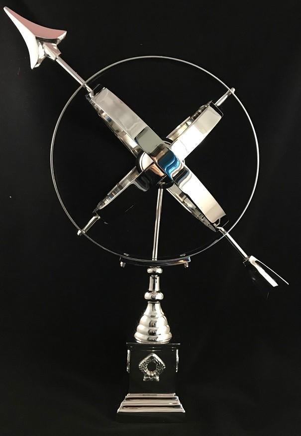 Superbe cadran solaire sur pied, aluminium nickelé, Jardin & Terrasse, Cadrans solaires, Enlèvement ou Envoi