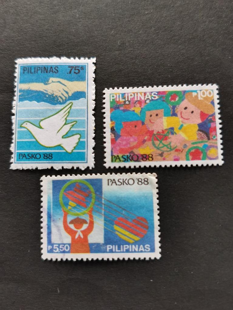 Philippines 1988 - Noël, colombe, oiseaux, pigeon, Enlèvement ou Envoi, Affranchi, Asie du Sud Est