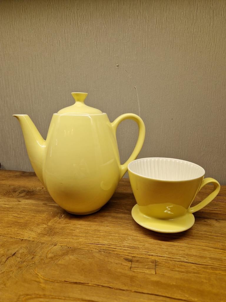 Vintage Royal Sphinx koffie kan + filter pastel geel, Antiek en Kunst, Ophalen of Verzenden