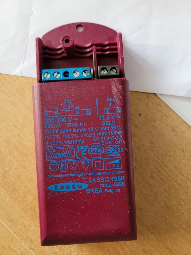 Halogeen transformator Lasso 105 K, Bricolage & Construction, Enlèvement ou Envoi, Neuf, Autres types