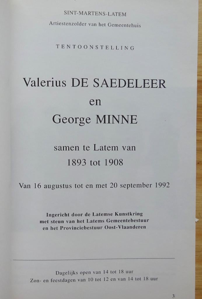 Valerius De Saedeleer en George Minne, 1992 Latem, Ophalen of Verzenden, Gelezen, Schilder- en Tekenkunst
