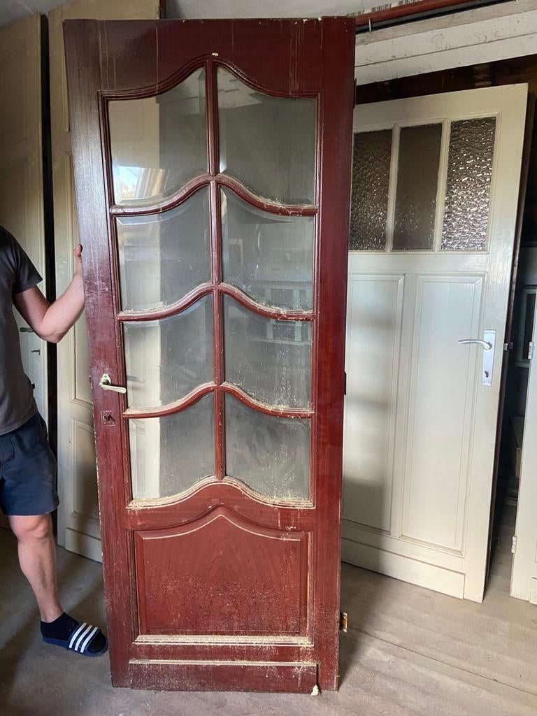 Oude massieve binnendeur met glas, Ophalen, Gebruikt, Glas, Binnendeur