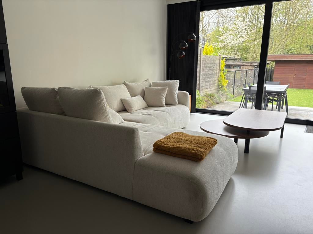 Hoeksalon Olivio 289x234cm - zachte stof - beige, Ophalen, Zo goed als nieuw, Stof