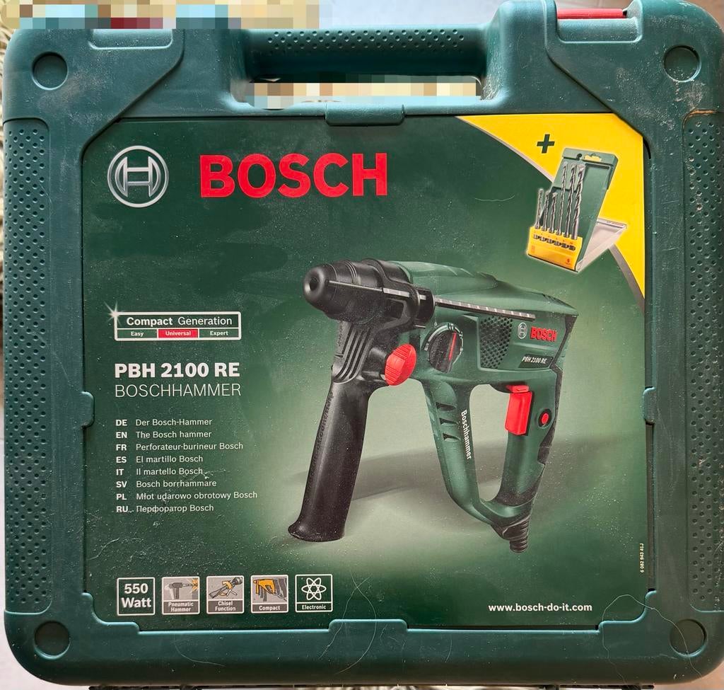 Bosch PBH 2100 RE 550 W 2300 RPM SDS-plus, Ophalen, Boor- en/of Breekhamer, Zo goed als nieuw, Klopboormechanisme