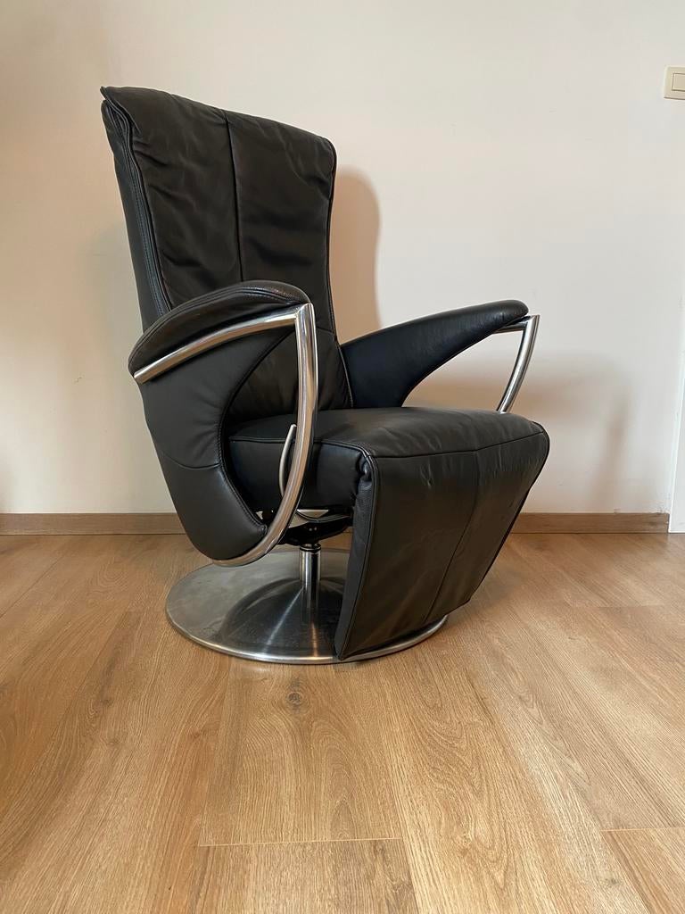 Zero Gravity relaxfauteuil in zwart leer, Ophalen of Verzenden, Leer
