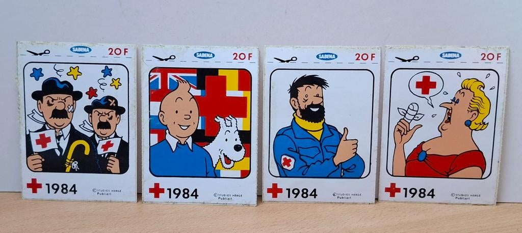 Kuifje stickers. 1984. Rode Kruis. Sabena., Verzamelen, Ophalen of Verzenden, Kuifje