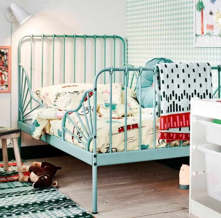IKEA Minnen Meegroeibed "GROEN", Kinderen en Baby's, Kinderkamer | Bedden, Ophalen, 70 tot 85 cm, Zo goed als nieuw, Matras