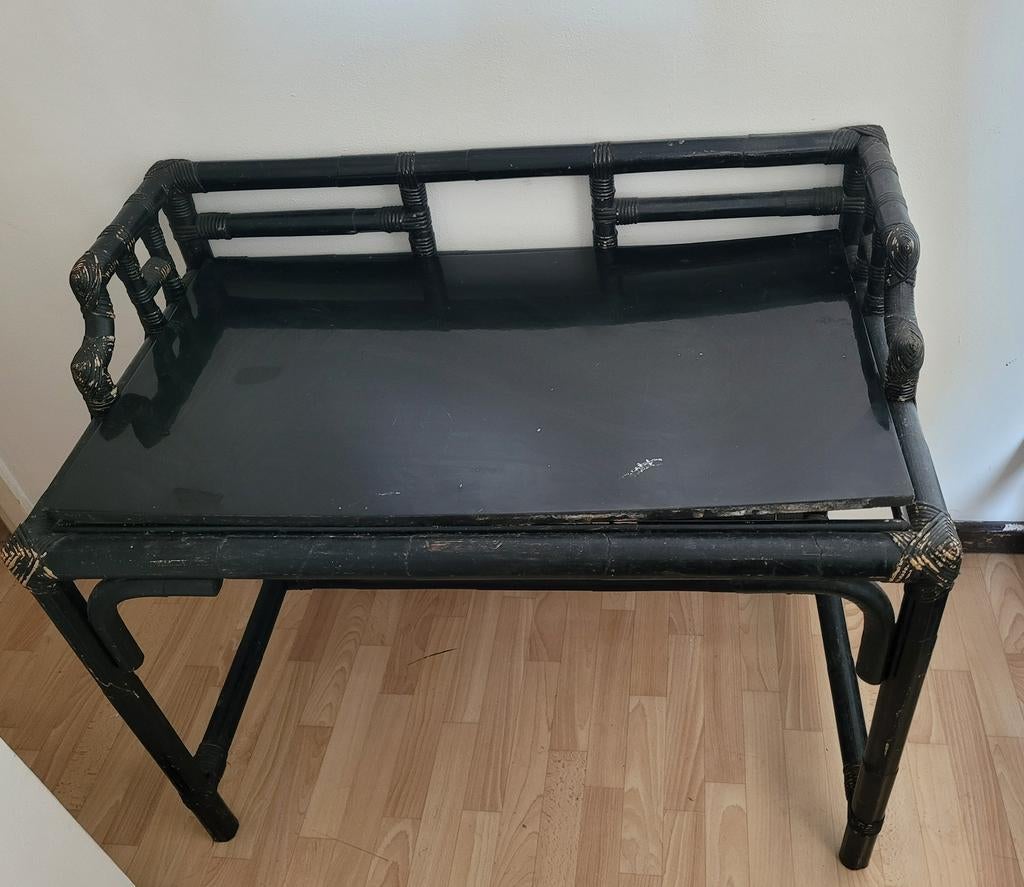 superbe bureau/table d'appoint/console rotin de bambou noire, Maison & Meubles, Tables | Coiffeuses, Enlèvement
