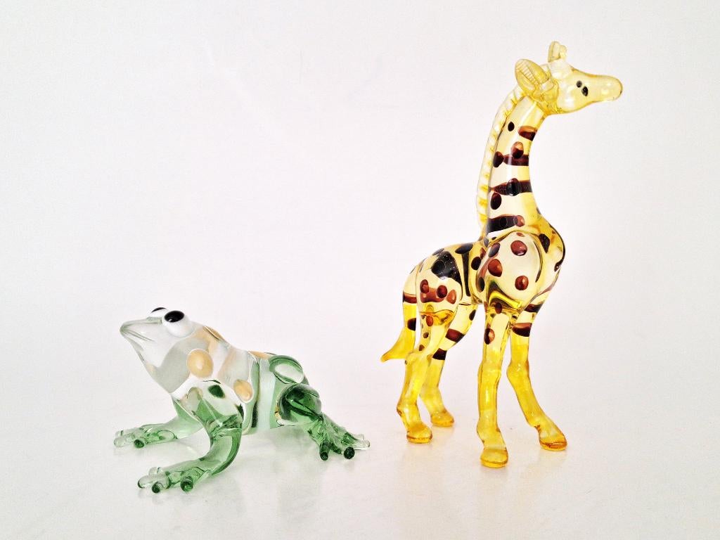 art en verre girafe et grenouille, Collections, Statues & Figurines, Enlèvement ou Envoi, Comme neuf, Animal