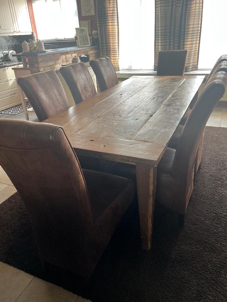 Eetkamertafel met 8 stoelen, Huis en Inrichting, Tafels | Eettafels, Ophalen, 200 cm of meer, 50 tot 100 cm, Vijf personen of meer