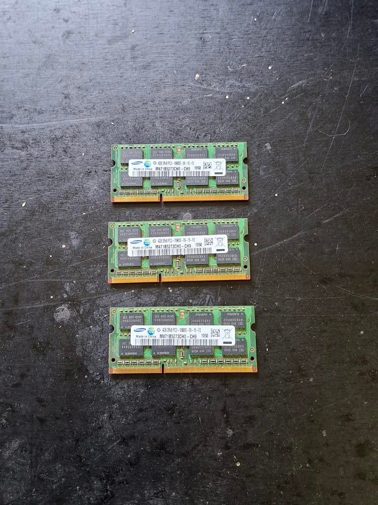 DDR3 PC PORTABLE SAMSUNG 3 X 4GB 1333MHZ, Computers en Software, RAM geheugen, Gebruikt, DDR3, Ophalen of Verzenden, Laptop