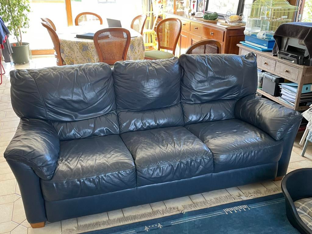 Divan 3-4 places cuir, Enlèvement, Utilisé, Cuir, Trois personnes