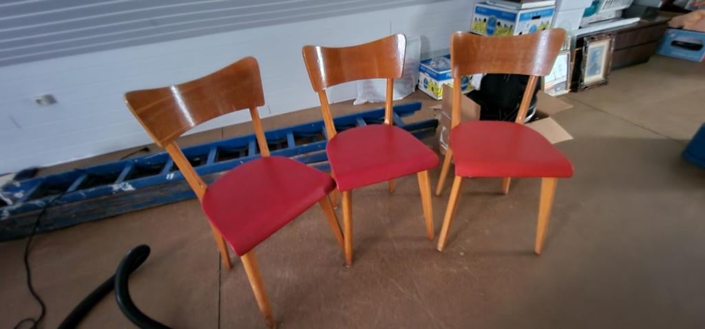 Set 3 stoelen, Huis en Inrichting, Stoelen, Ophalen, Rood