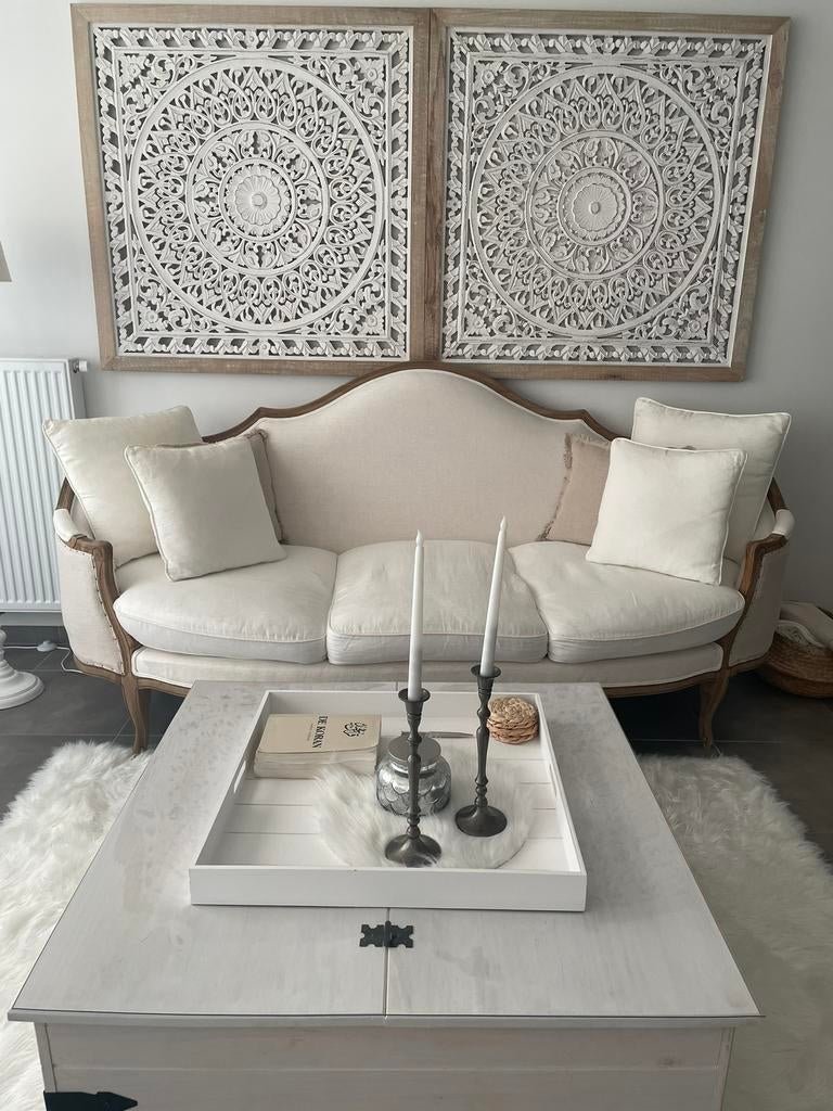 Koninklijke linnen zetel, Huis en Inrichting, Ophalen, Zo goed als nieuw, Hout