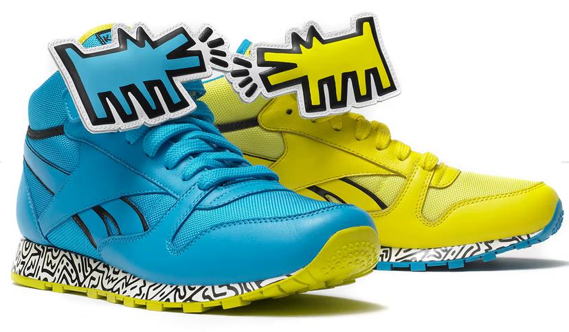 Sneakers Keith Haring X Reebok bleu/jaune (taille 44 EU), Neuf, Enlèvement ou Envoi, Reebok, Bleu