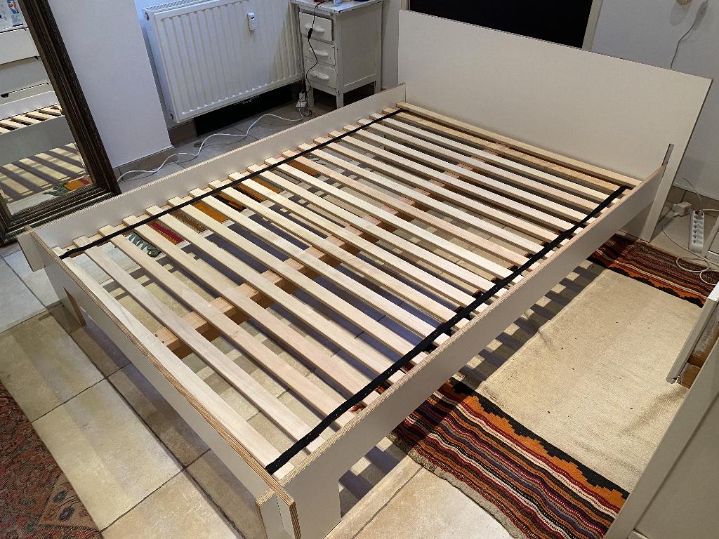 Designbed Nils Holger Moormann Siebenschläfer 140 cm, Ophalen, Wit, 140 cm, Zo goed als nieuw