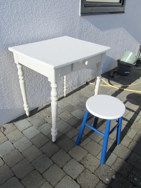 Antiek tafeltje - bureau met lade / bureau met krukje, Ophalen, Gebruikt, Bureau