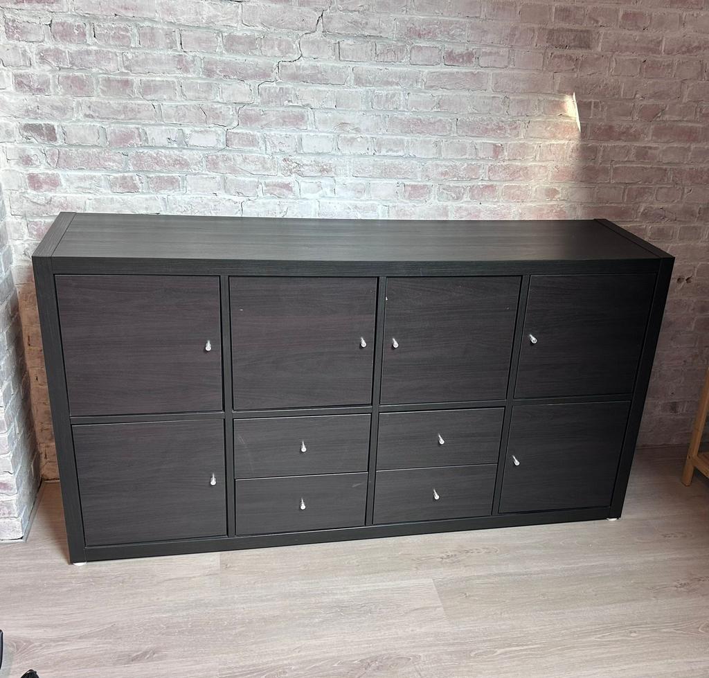 IKEA Kallax kast met deuren & lades + onderstel – 146x39x76, Enlèvement