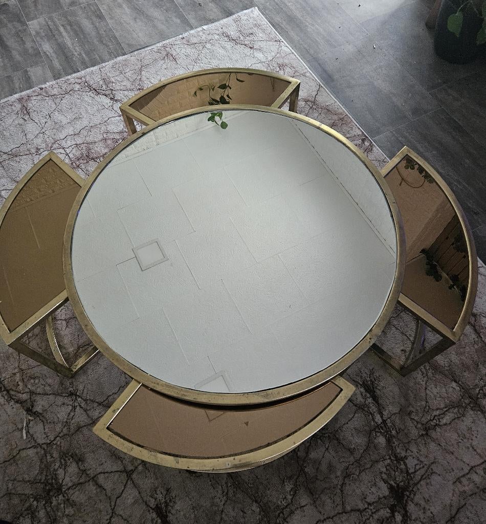 salontafel rond met gebruikssporen, Maison & Meubles, Tables | Tables de salon, Moins de 50 cm, Verre, Rond, Enlèvement
