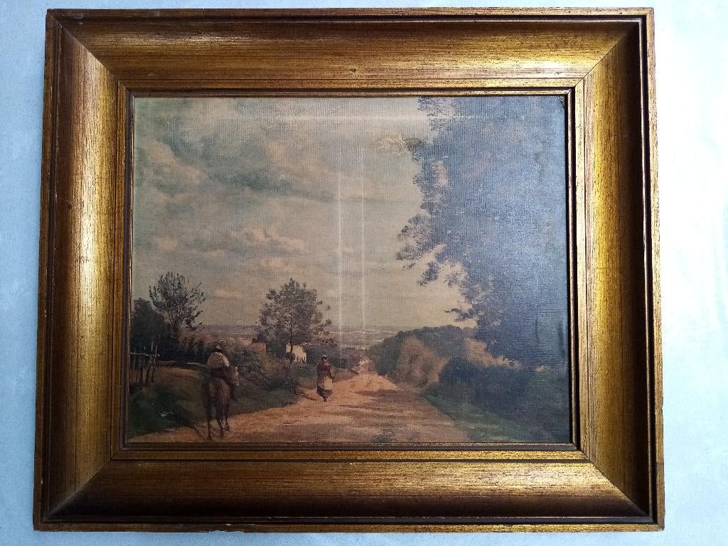 Tableau, Toile « LE CHEMIN DE SEVRE » de Jean Baptiste Corot, Antiquités & Art, Enlèvement